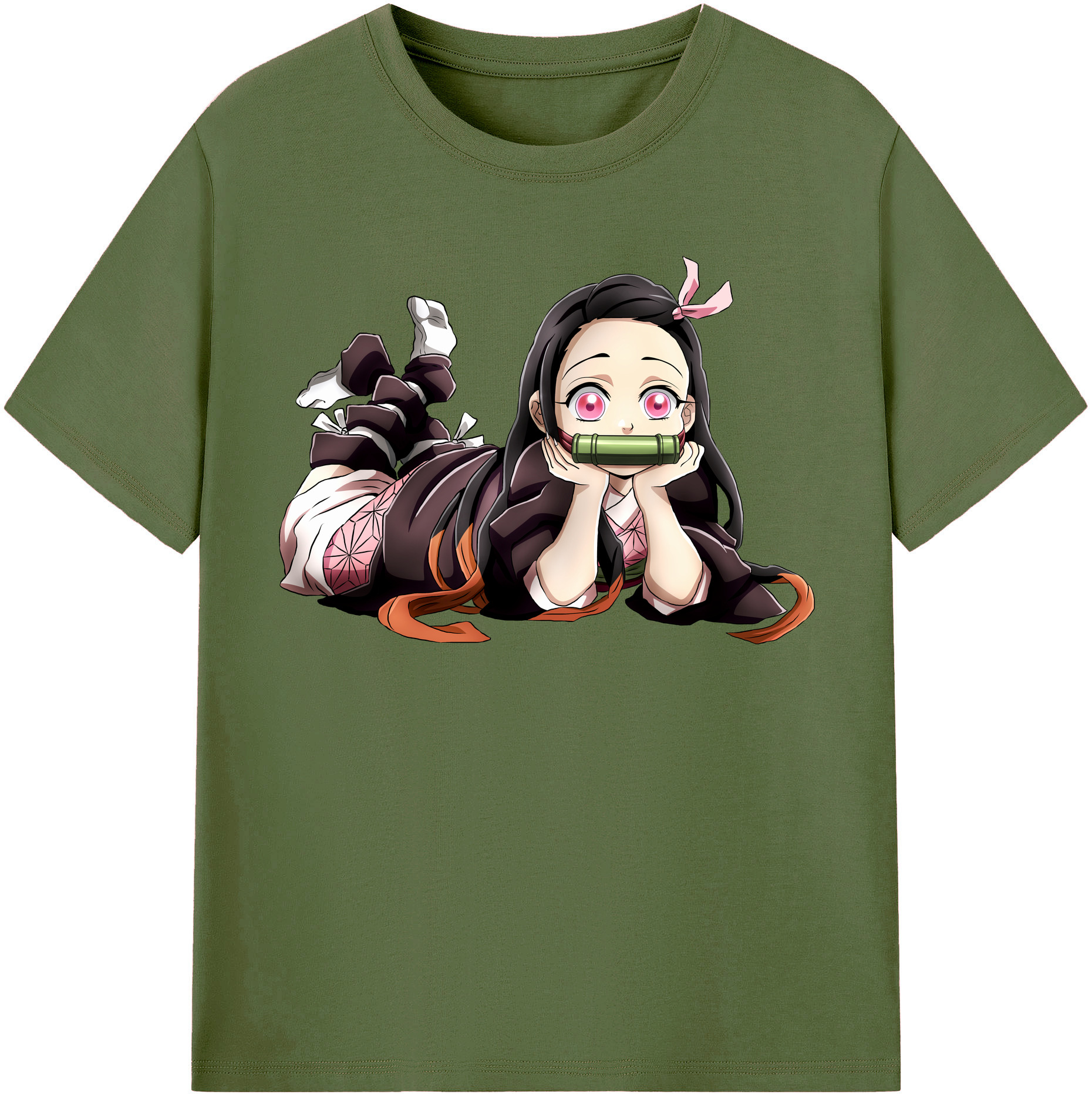 （画像用） 鬼滅の刃（きめつのやいば）竈門 禰󠄀豆子／かまど ねずこ Kamado Nezuko 綿100％半袖Tシャツ（フロントプリント）